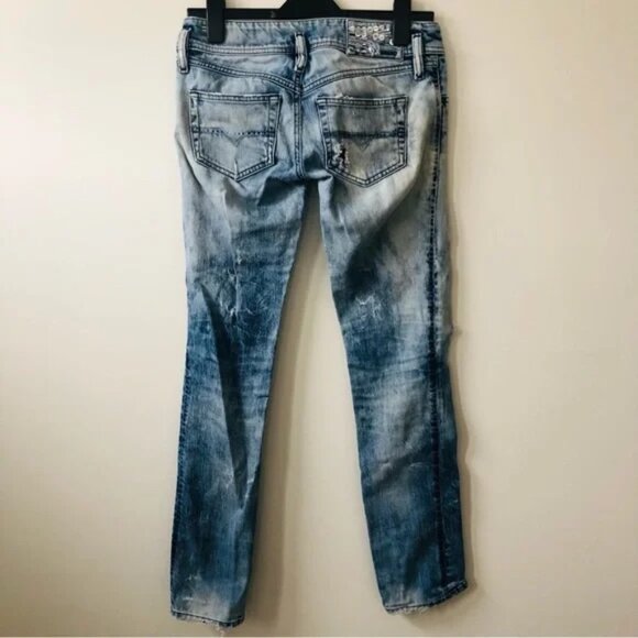 Diesel Matic Distressed Faded Low Rise Straight Leg Jeans - Picture 6 of 7
